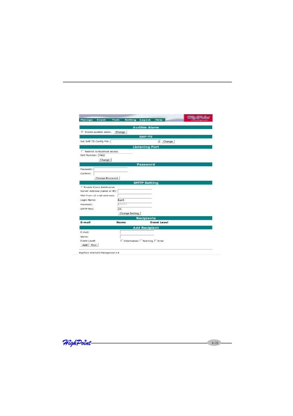 7 settings | HighPoint RocketRAID 1740 User Manual | Page 39 / 65