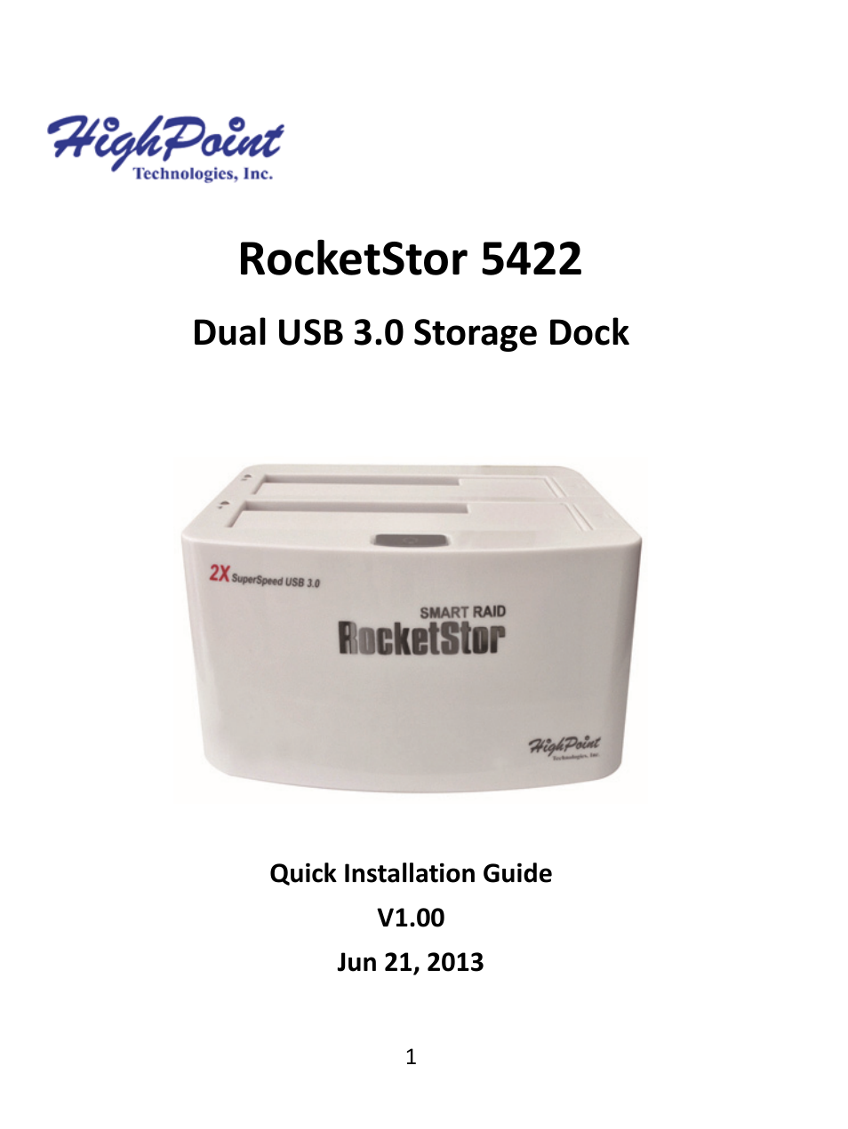 HighPoint RocketStor 5422 User Manual | 8 pages