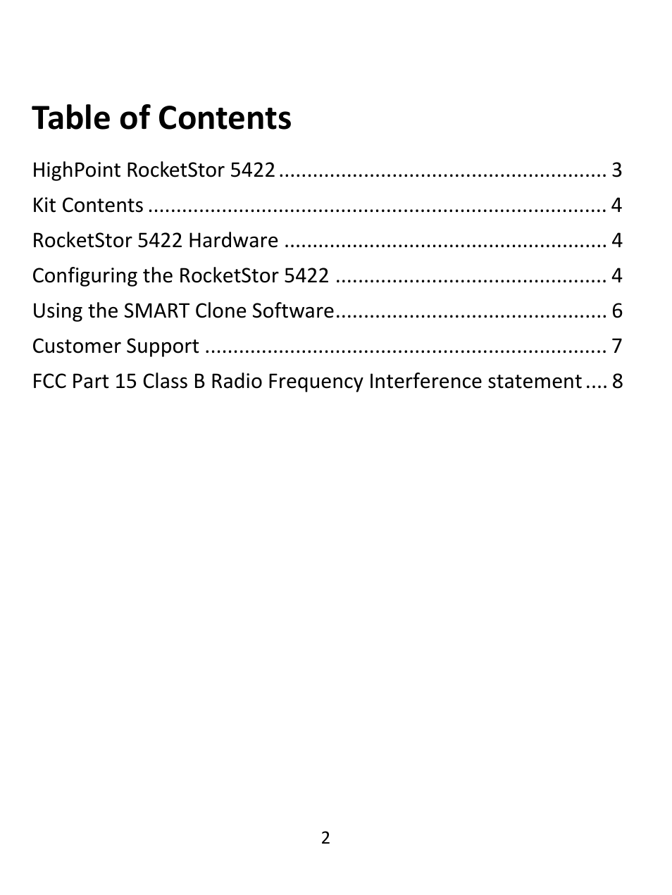 HighPoint RocketStor 5422 User Manual | Page 2 / 8