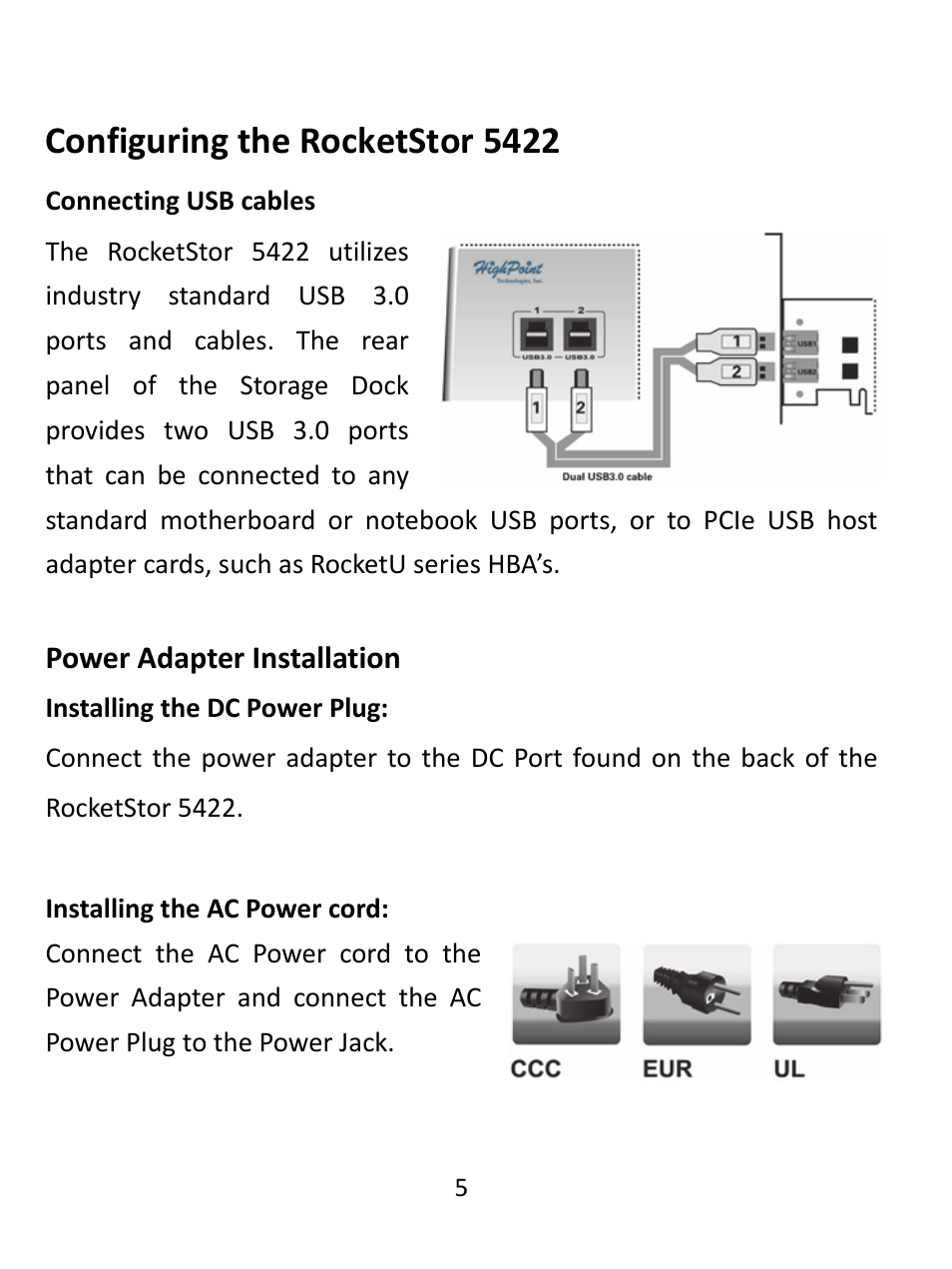 Configuring the rocketstor 5422 | HighPoint RocketStor 5422 User Manual | Page 5 / 8