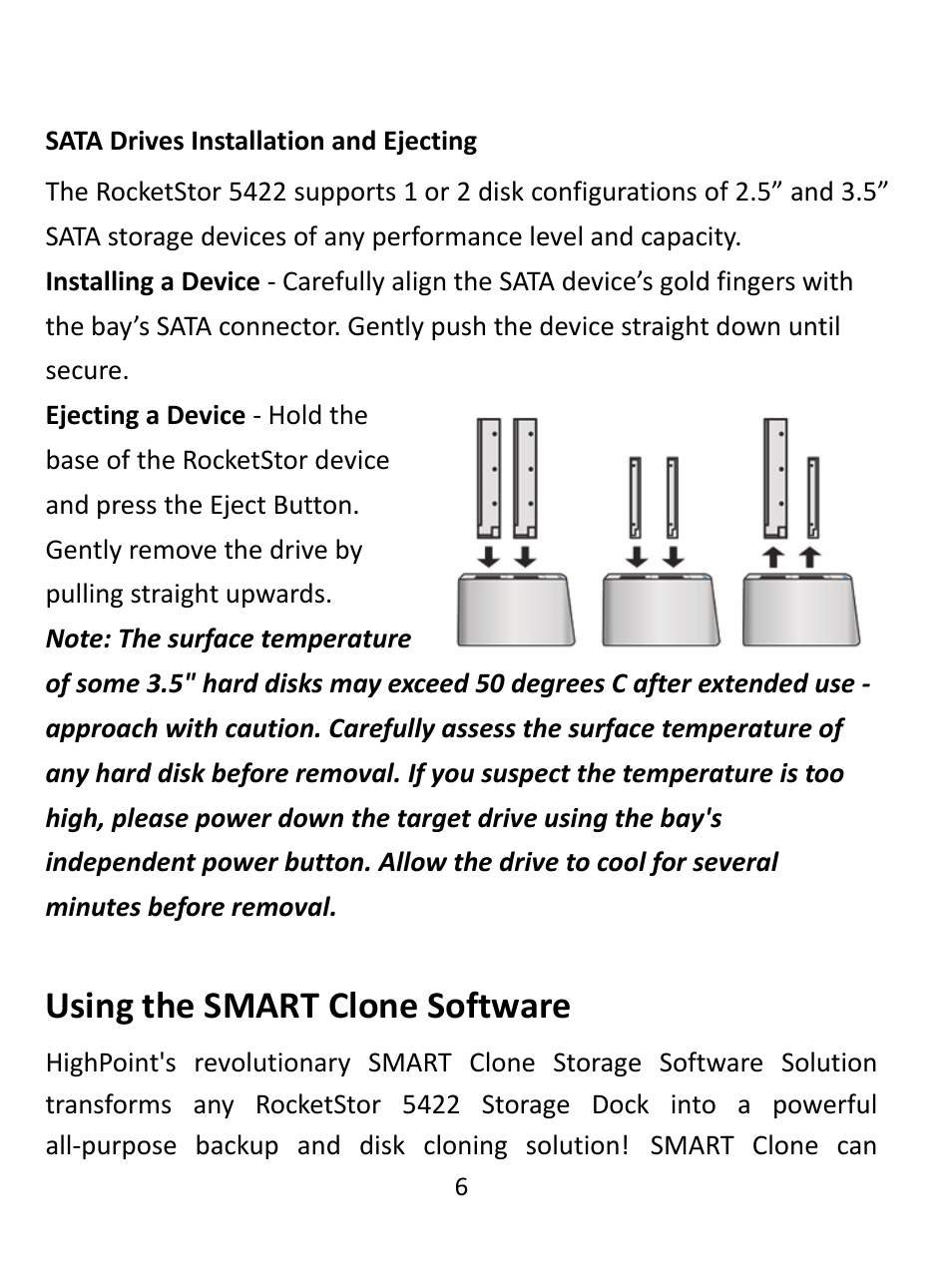 Using the smart clone software | HighPoint RocketStor 5422 User Manual | Page 6 / 8