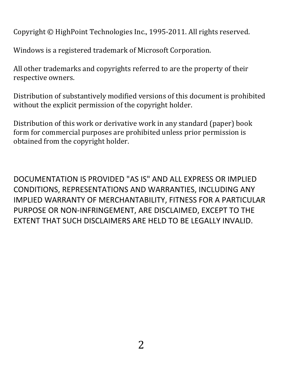 HighPoint RocketStor 5122B User Manual | Page 2 / 29