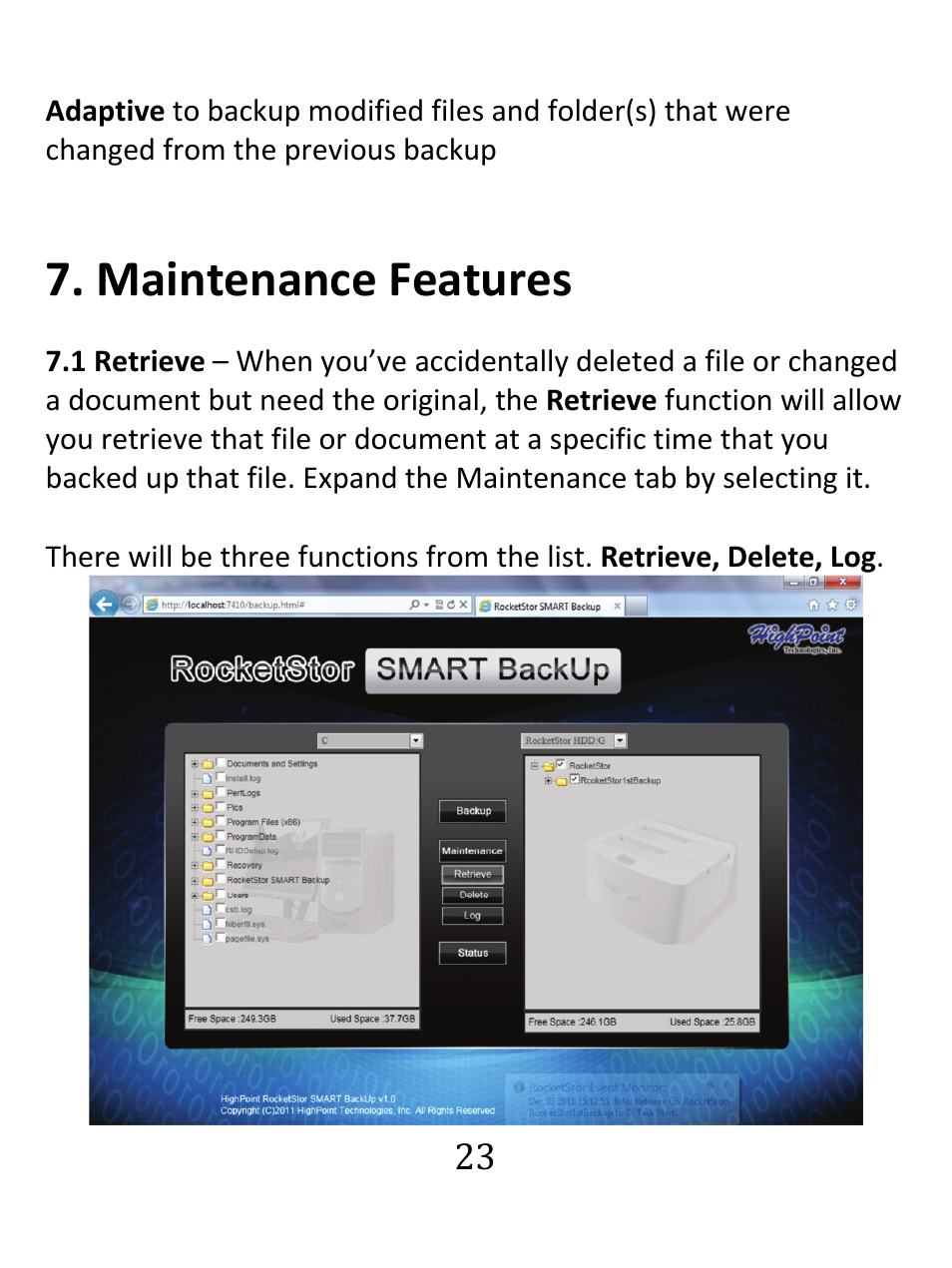 Maintenance features | HighPoint RocketStor 5122B User Manual | Page 23 / 29