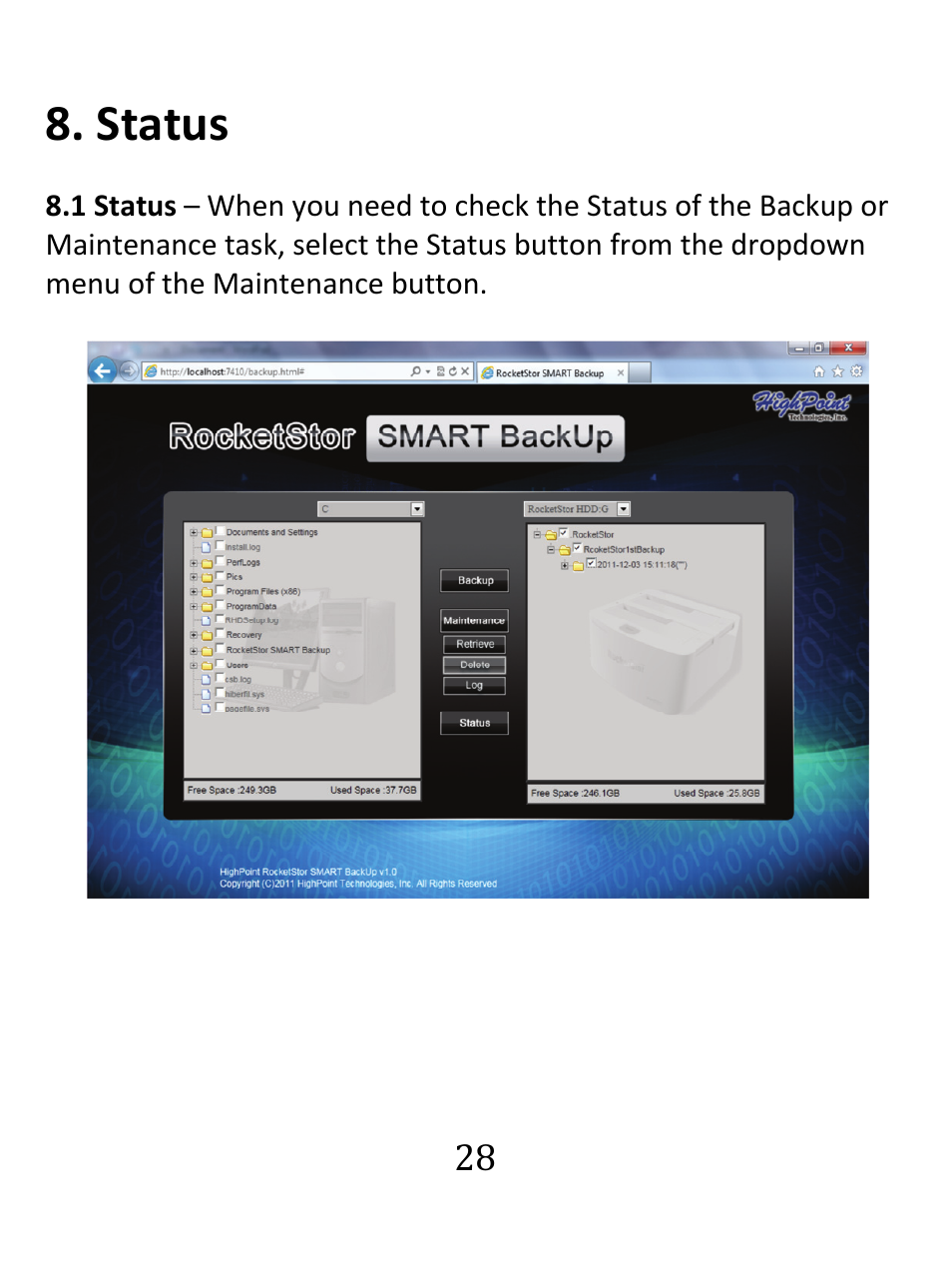 Status | HighPoint RocketStor 5122B User Manual | Page 28 / 29