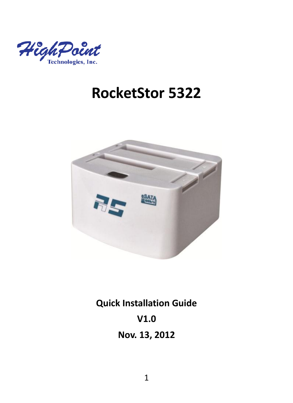 HighPoint RocketStor 5322 User Manual | 8 pages