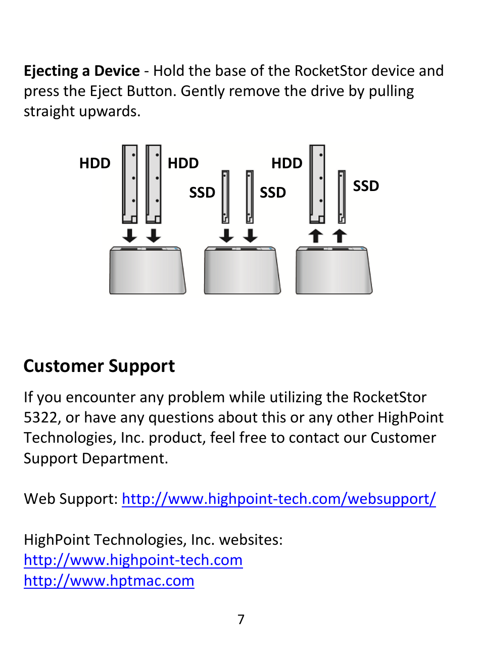 Customer support | HighPoint RocketStor 5322 User Manual | Page 7 / 8