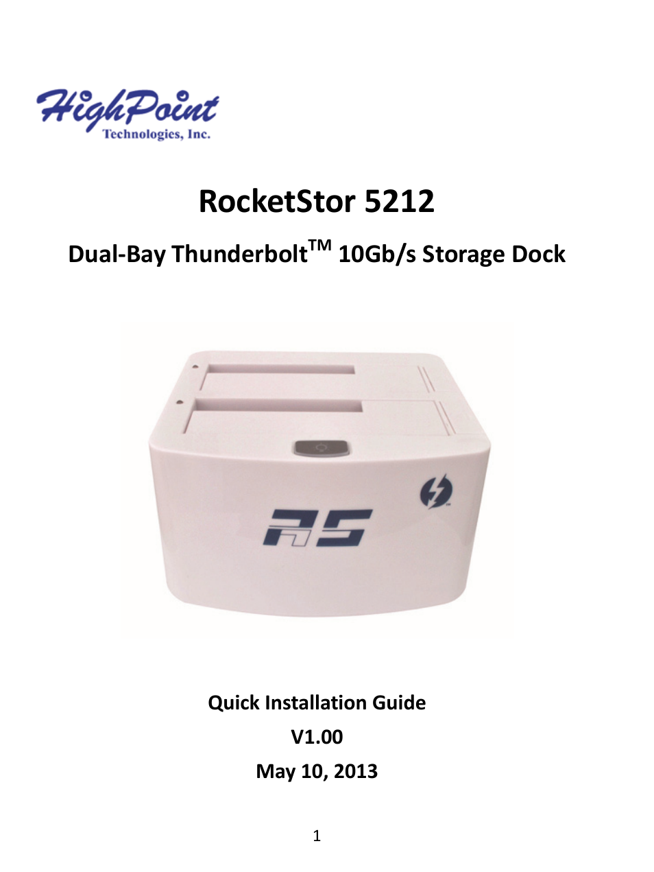 HighPoint RocketStor 5212 User Manual | 8 pages