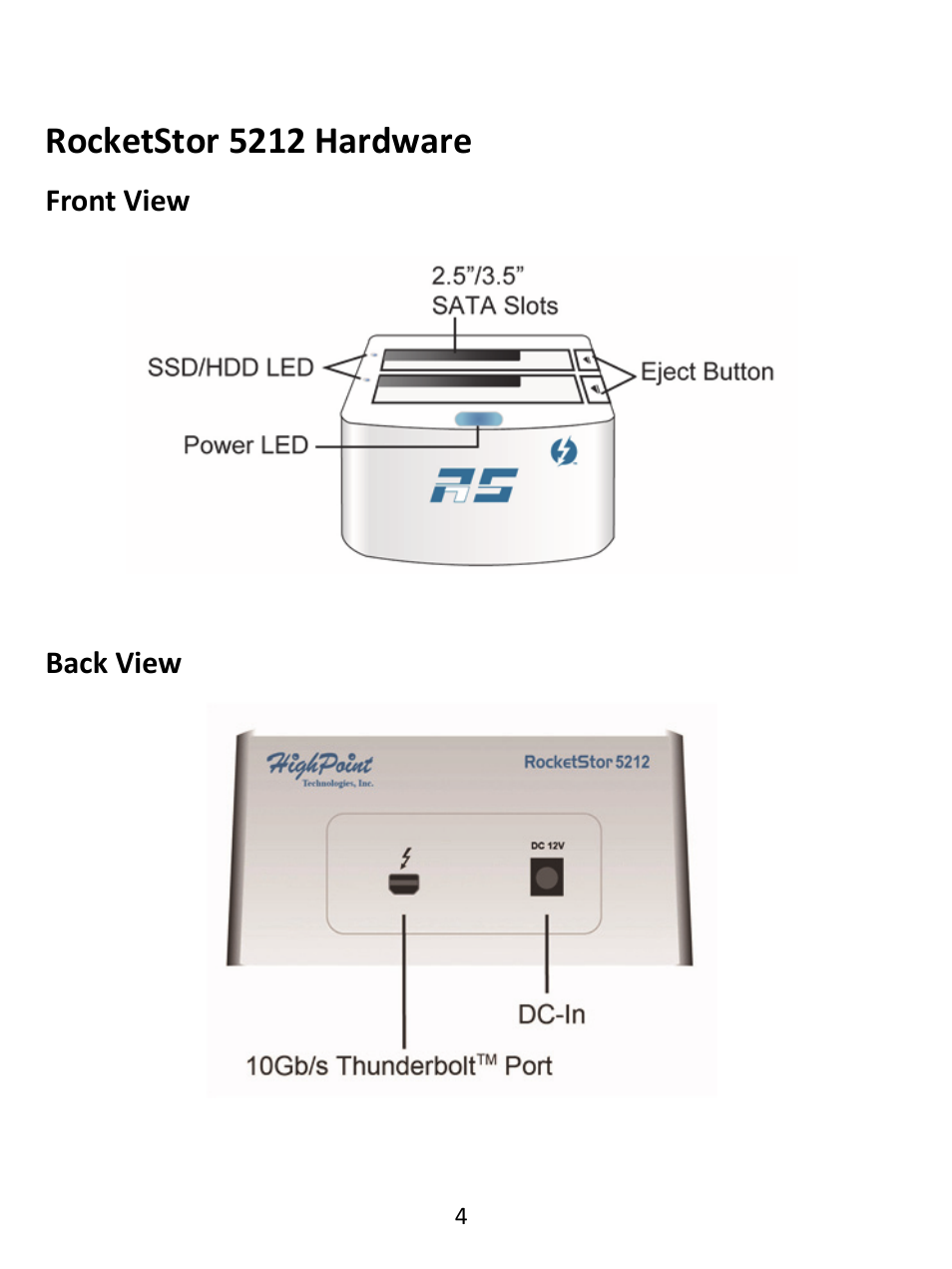 Rocketstor 5212 hardware | HighPoint RocketStor 5212 User Manual | Page 4 / 8