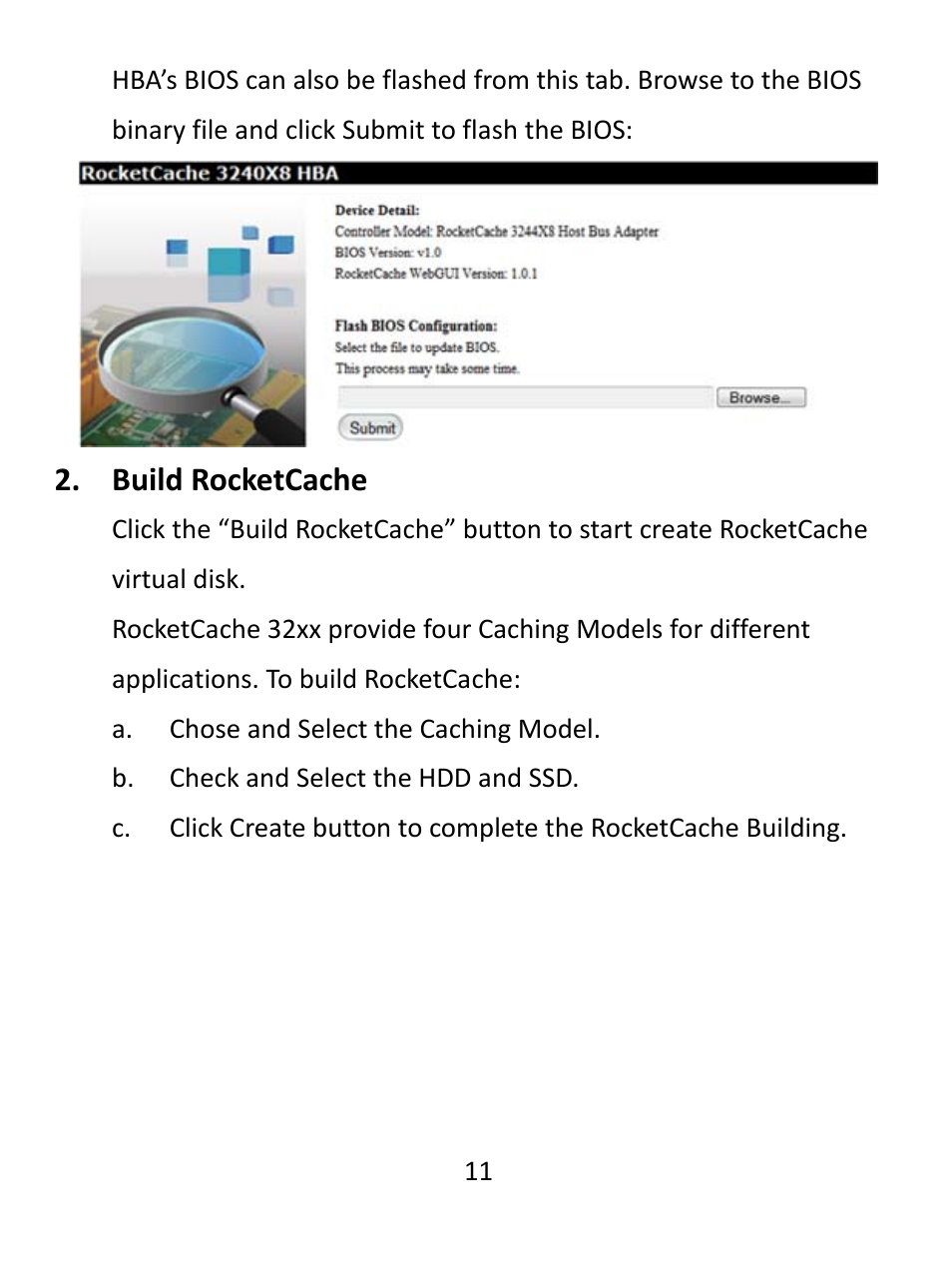 Build rocketcache | HighPoint RocketCache 3244X8 User Manual | Page 11 / 21