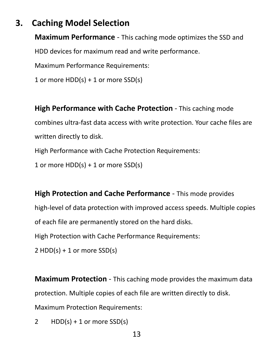 Caching model selection | HighPoint RocketCache 3244X8 User Manual | Page 13 / 21