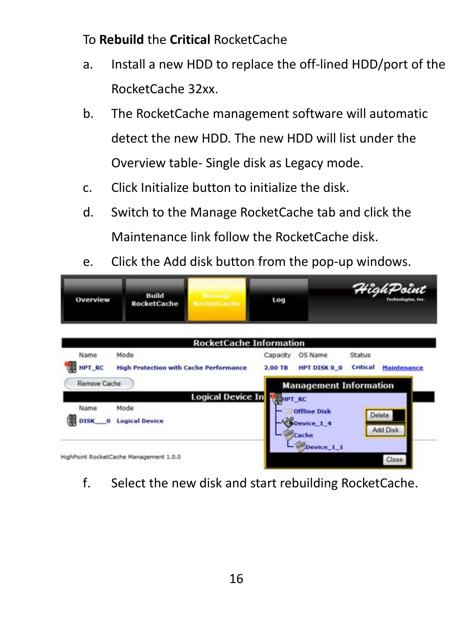 HighPoint RocketCache 3244X8 User Manual | Page 16 / 21