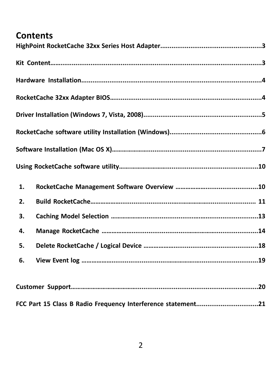 HighPoint RocketCache 3244X8 User Manual | Page 2 / 21