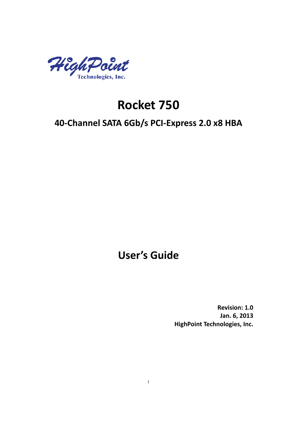 HighPoint Rocket 750 User Manual | 34 pages