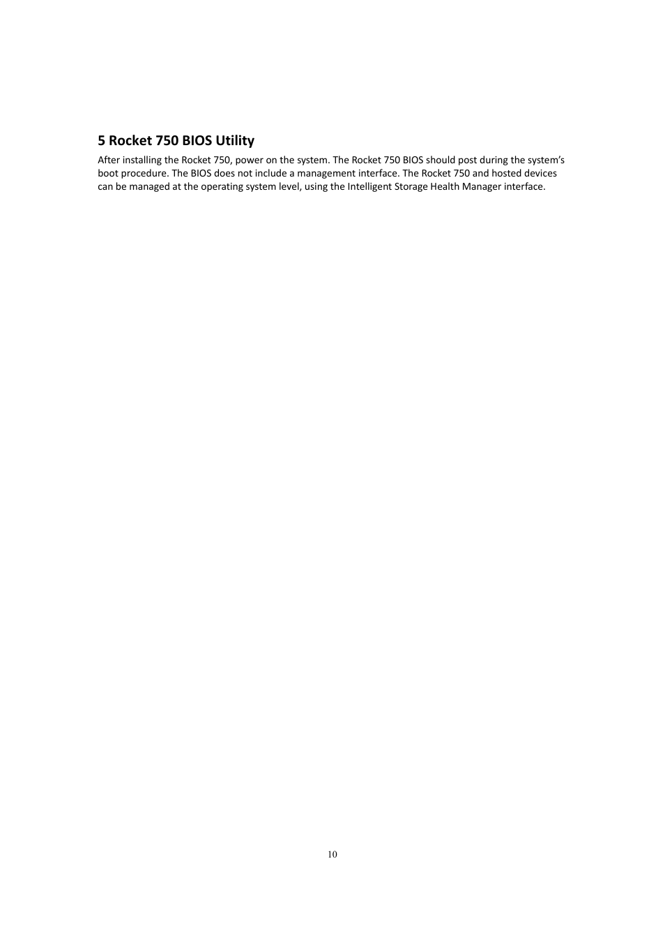 Rocket 750 bios utility, 5 rocket 750 bios utility | HighPoint Rocket 750 User Manual | Page 10 / 34