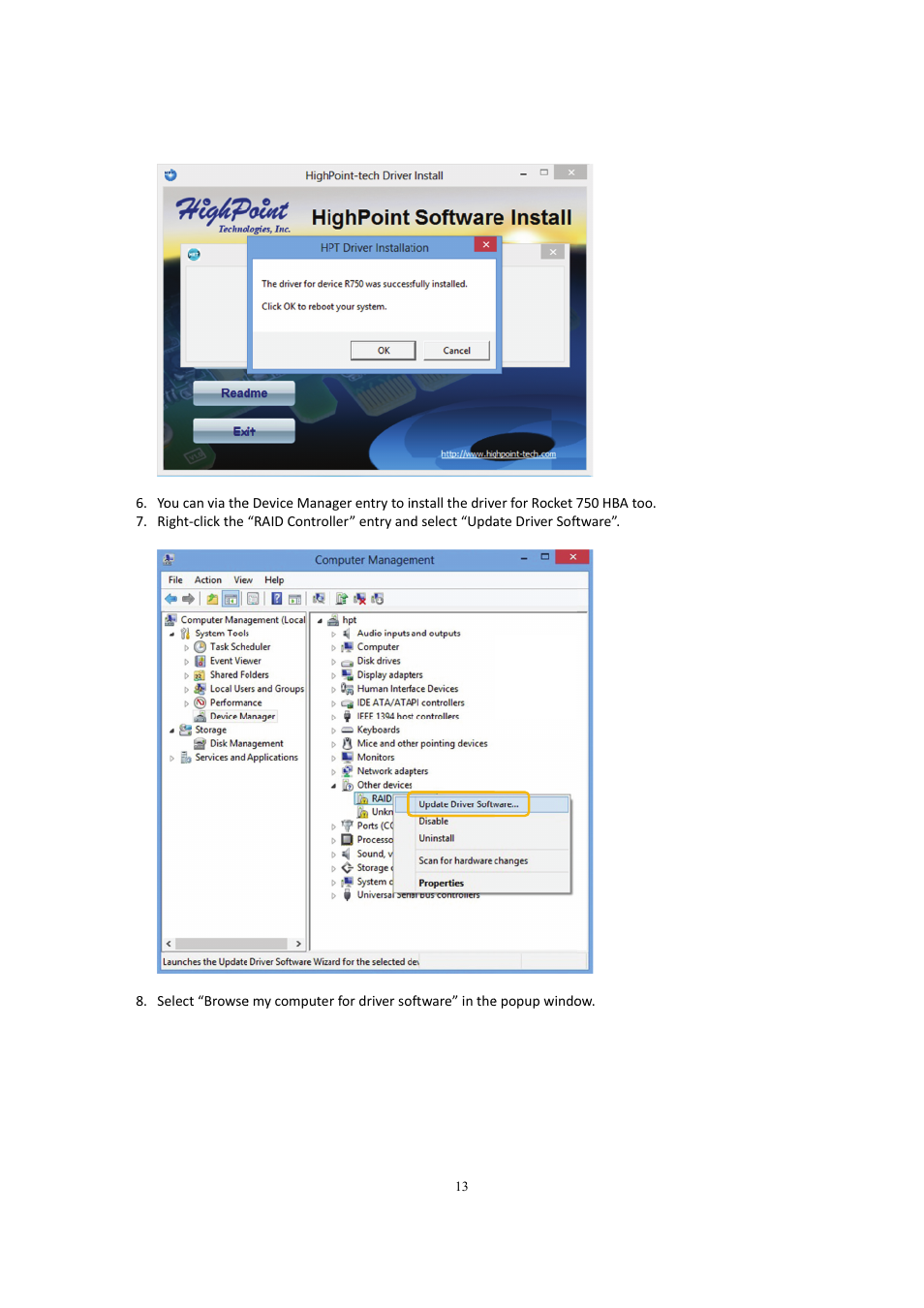 HighPoint Rocket 750 User Manual | Page 13 / 34