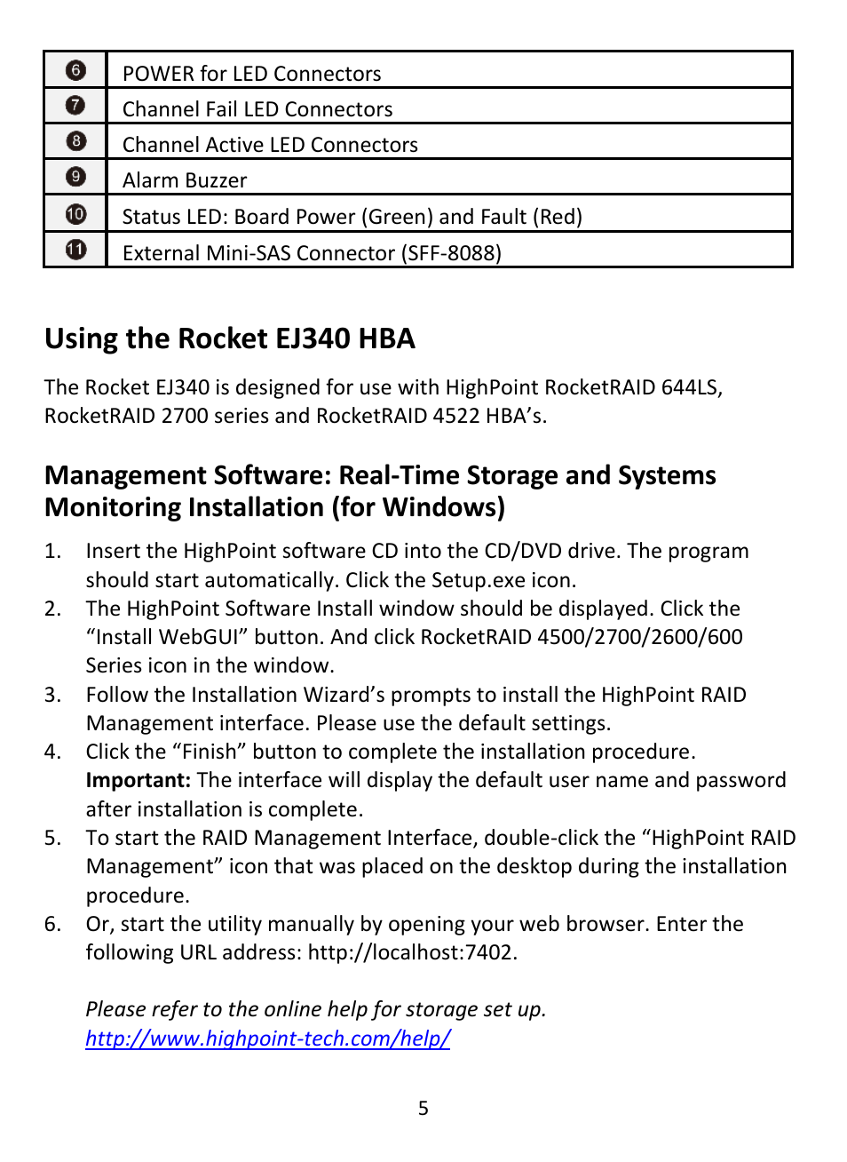 Using the rocket ej340 hba | HighPoint EJ 340 User Manual | Page 5 / 8