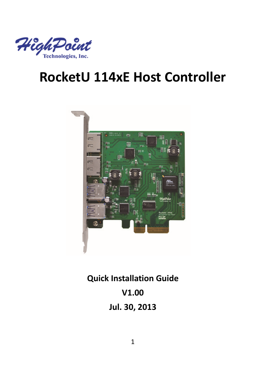 HighPoint RocketU 1144E User Manual | 8 pages