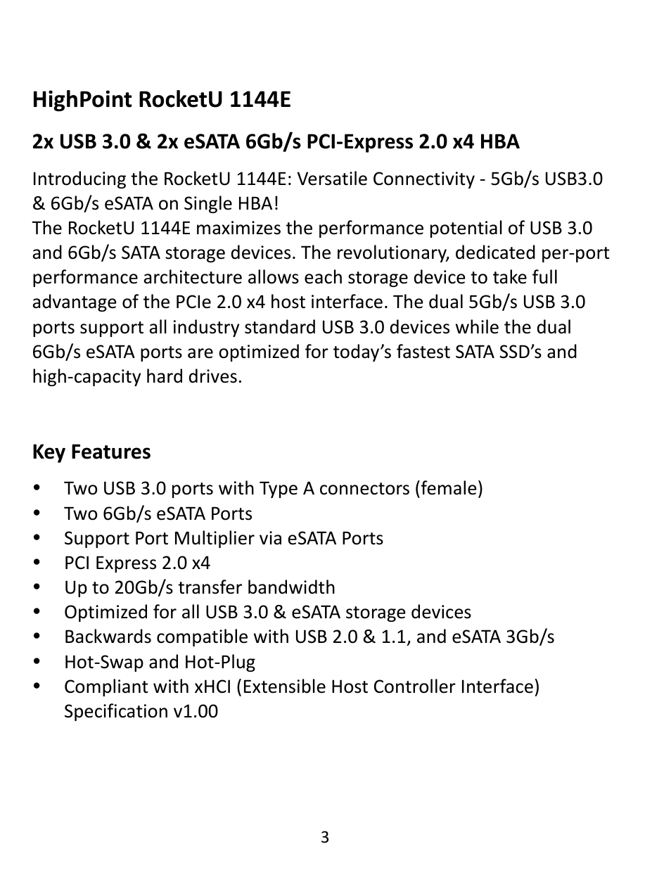 Highpoint rocketu 1144e | HighPoint RocketU 1144E User Manual | Page 3 / 8
