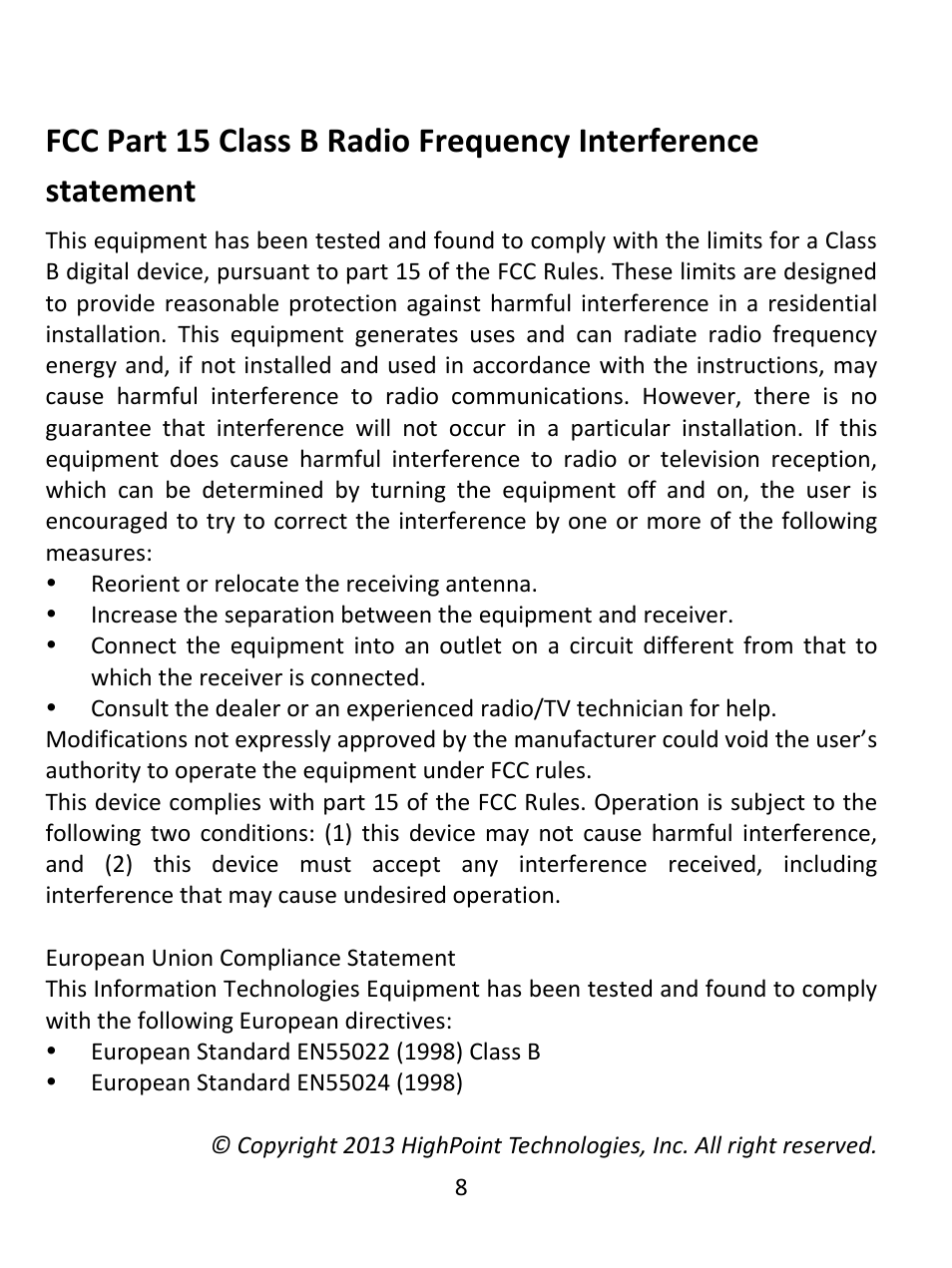 HighPoint RocketU 1144E User Manual | Page 8 / 8