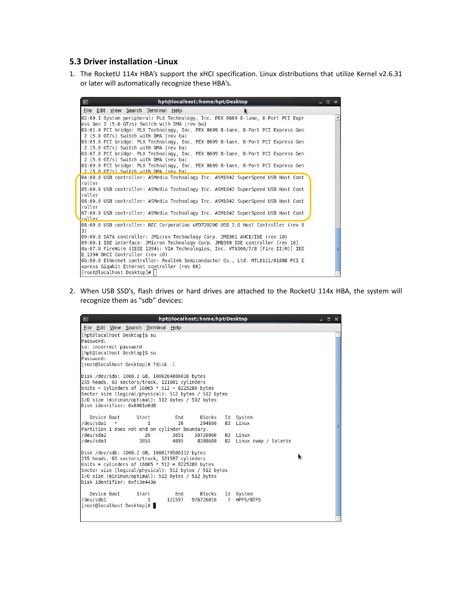 Driver installation -linux, 3 driver installation -linux | HighPoint RocketU 1144C User Manual | Page 16 / 20