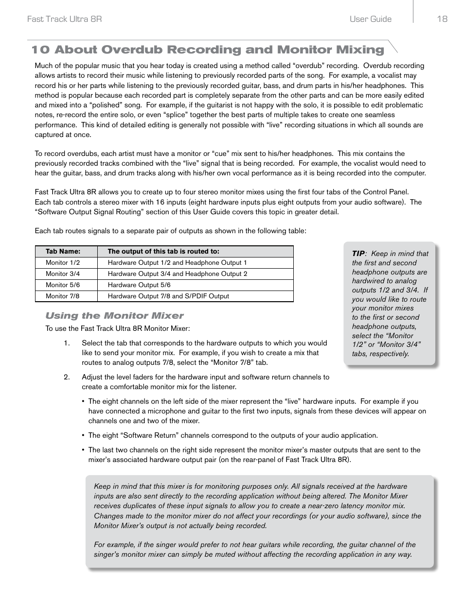 10 about overdub recording and monitor mixing | Audio Pro Rack-mountable 8 x 8 USB 2.0 Interface with MX Core DSP Technology 8R User Manual | Page 19 / 25