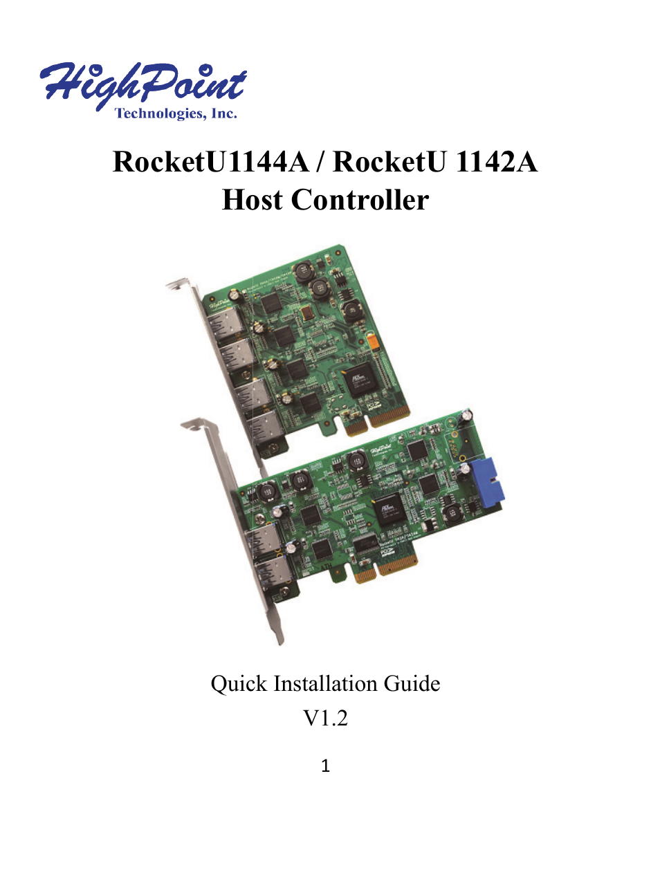 HighPoint RocketU 1142A User Manual | 8 pages