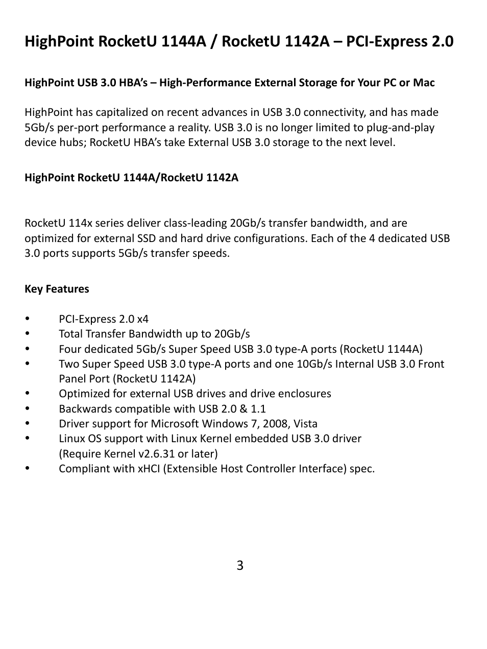 HighPoint RocketU 1142A User Manual | Page 3 / 8