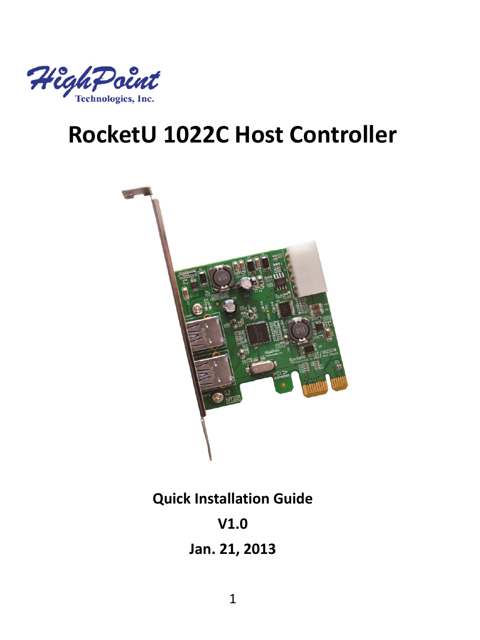 HighPoint RocketU 1022C User Manual | 8 pages