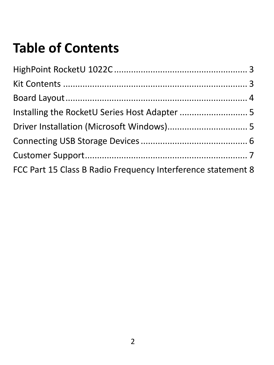 HighPoint RocketU 1022C User Manual | Page 2 / 8