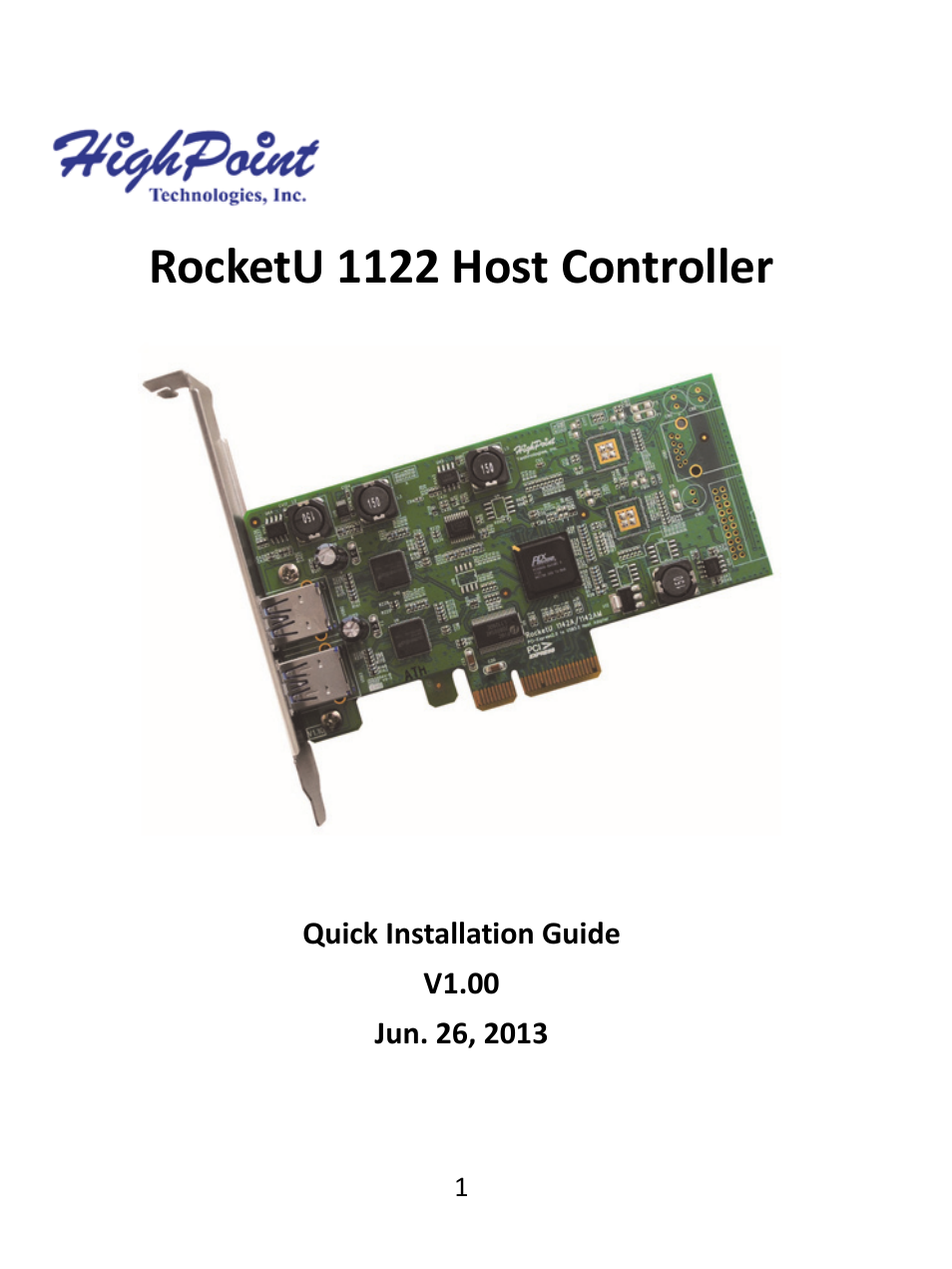 HighPoint RocketU 1122 User Manual | 8 pages