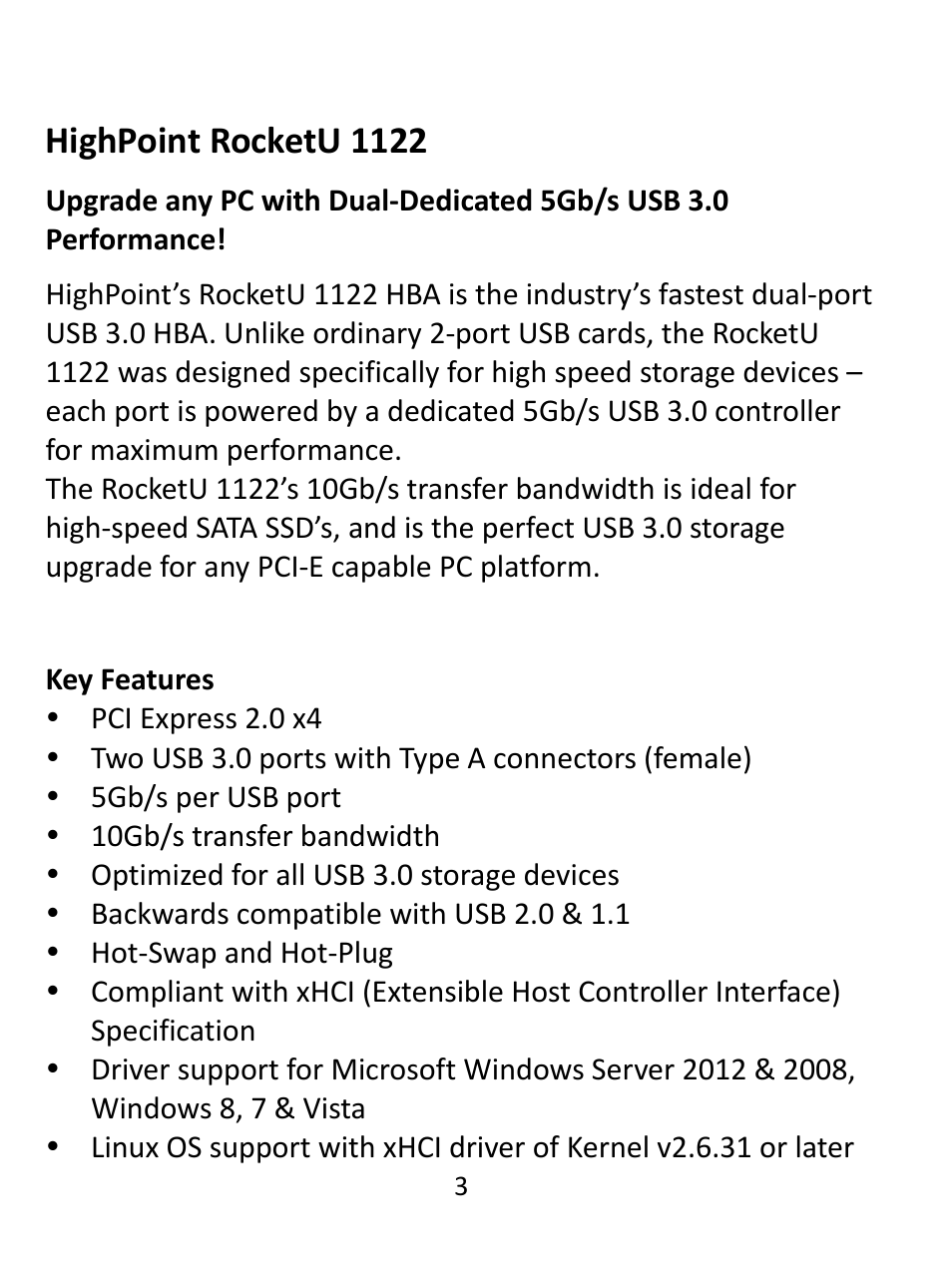 Highpoint rocketu 1122 | HighPoint RocketU 1122 User Manual | Page 3 / 8