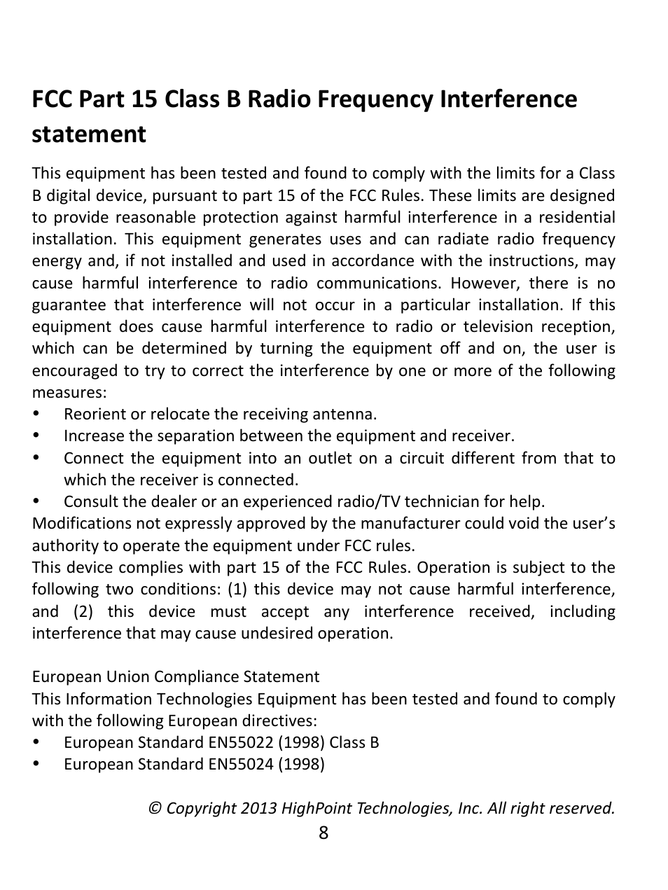 HighPoint RocketU 1122 User Manual | Page 8 / 8