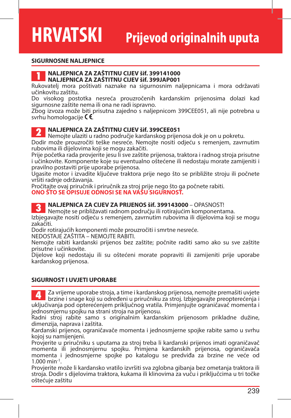 Hrvatski, Prijevod originalnih uputa | Bondioli&Pavesi 399CEE010_E User Manual | Page 239 / 255