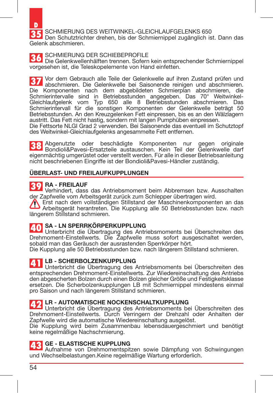 Bondioli&Pavesi 399USA010_C User Manual | Page 54 / 79