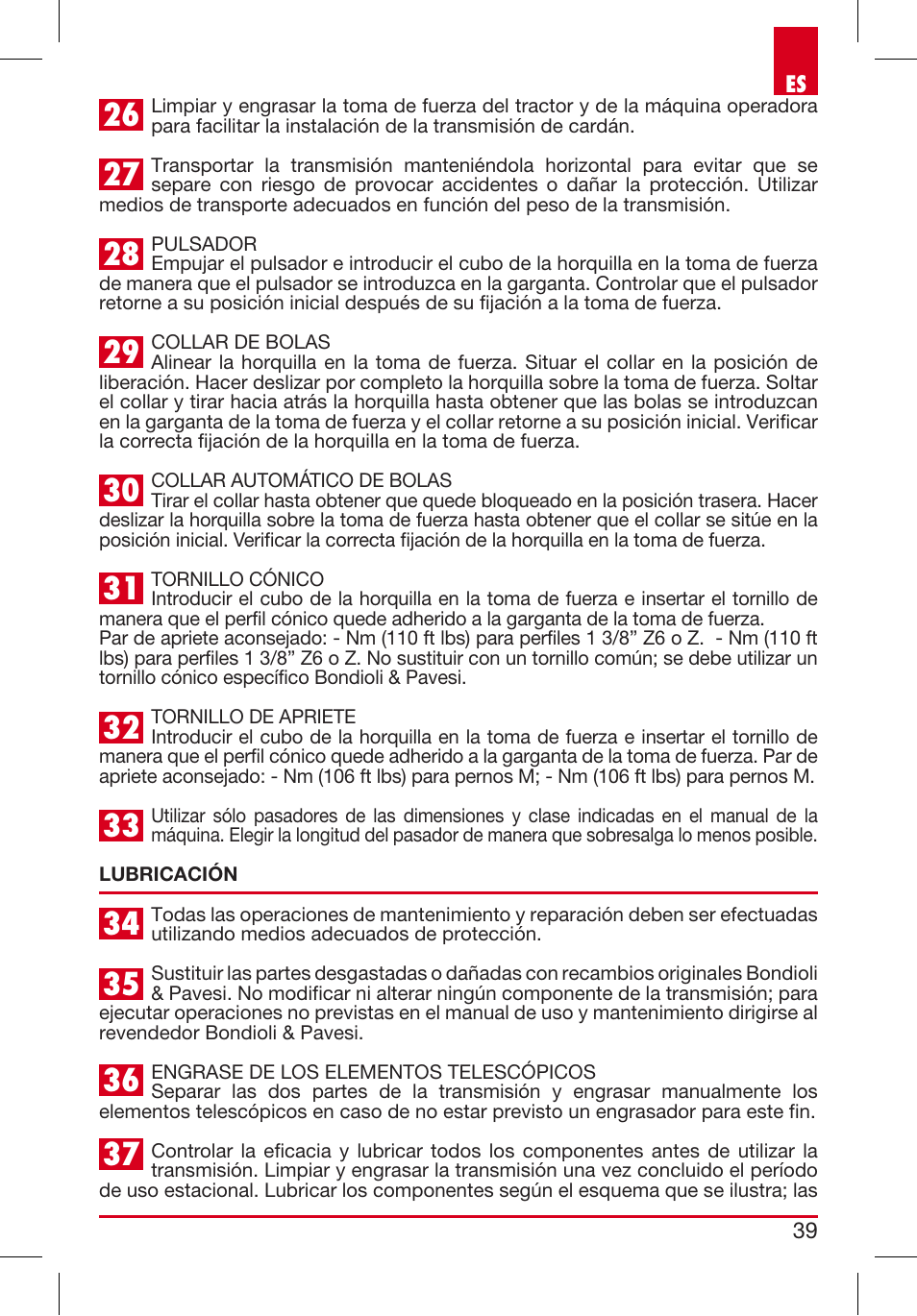 Bondioli&Pavesi 399USAG01_C User Manual | Page 39 / 87