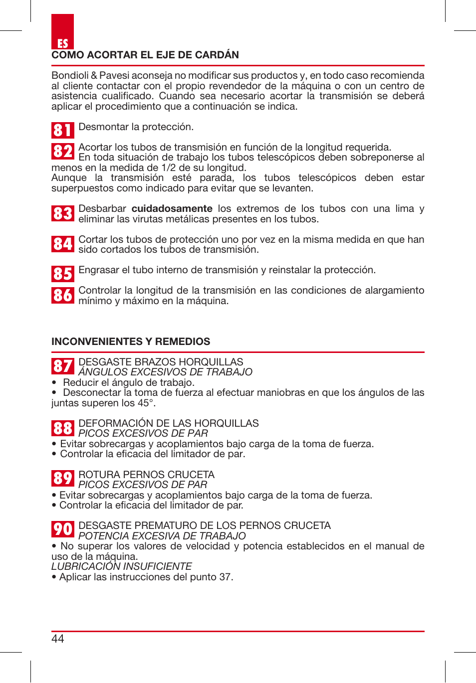 Bondioli&Pavesi 399USAG01_C User Manual | Page 44 / 87