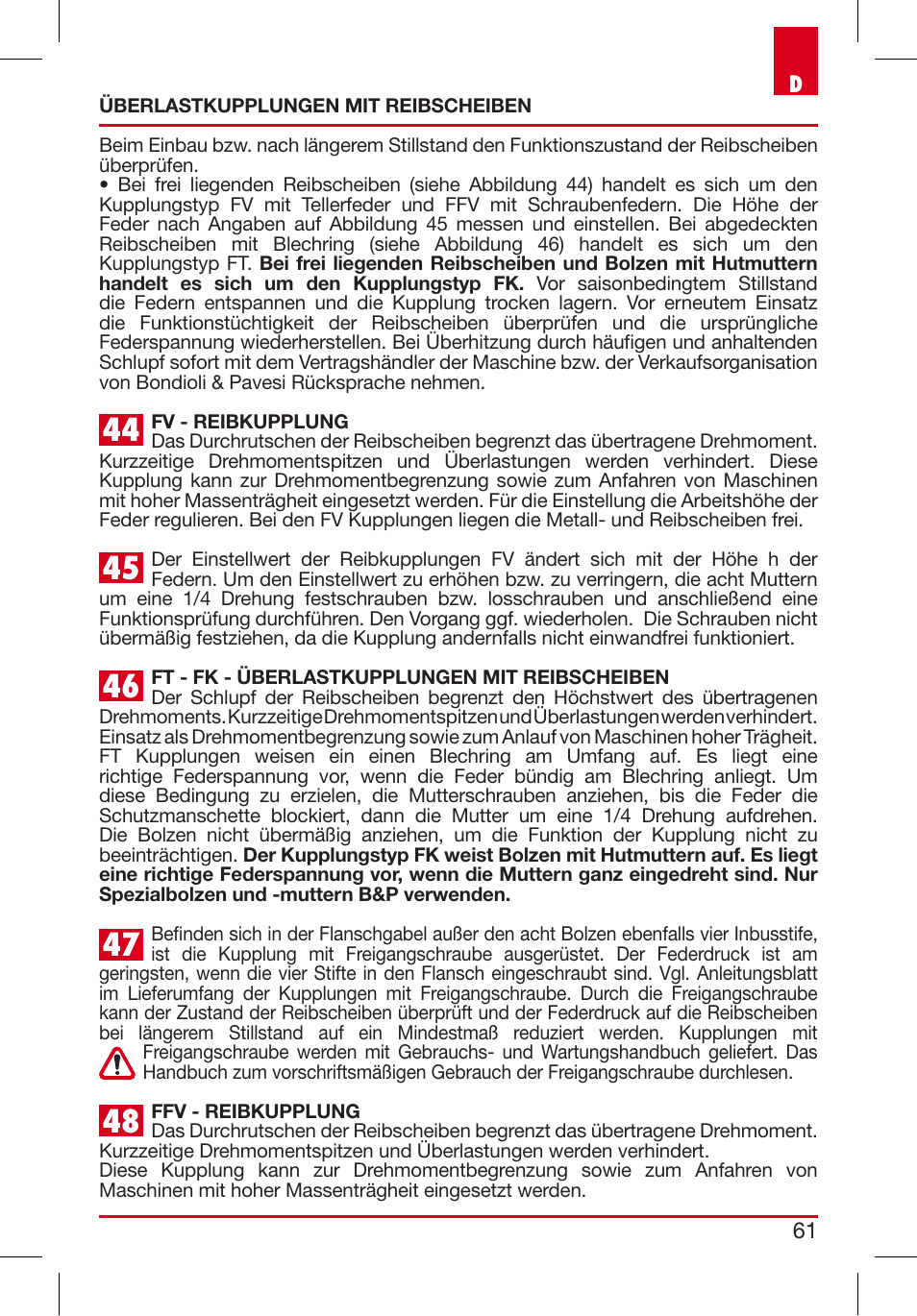 Bondioli&Pavesi 399USAG01_C User Manual | Page 61 / 87