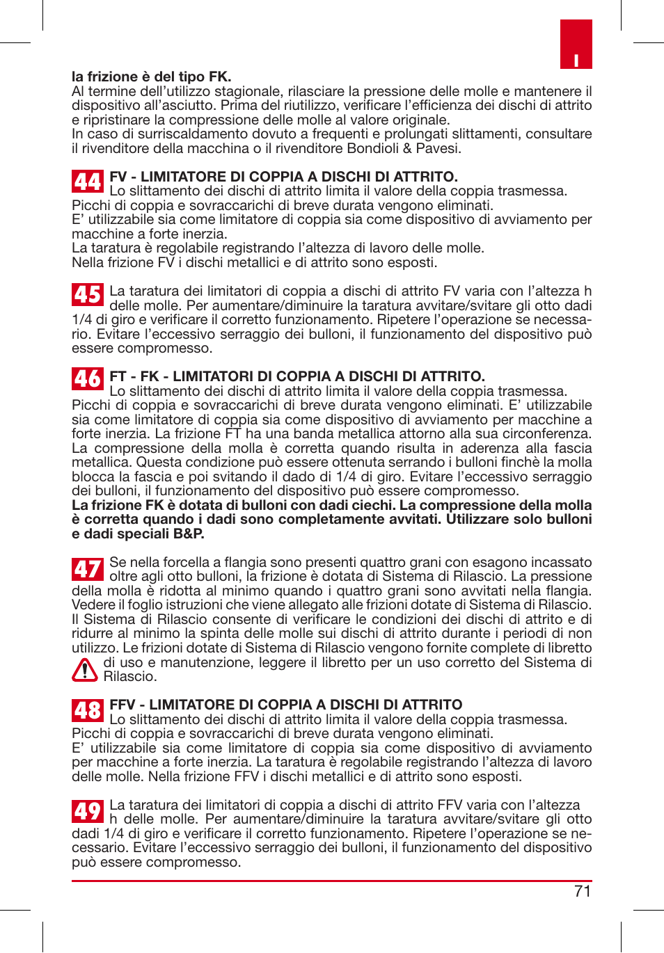 Bondioli&Pavesi 399USAG01_C User Manual | Page 71 / 87