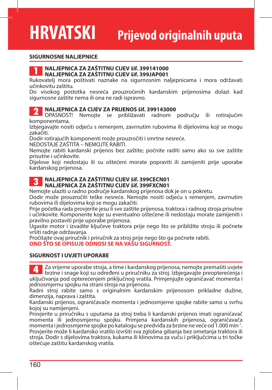 Hrvatski, Prijevod originalnih uputa | Bondioli&Pavesi 399CECN02_G User Manual | Page 160 / 171