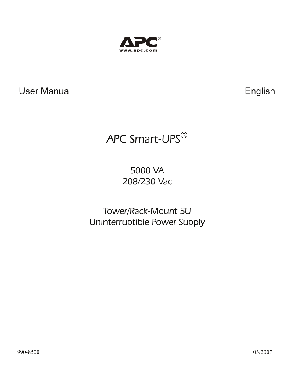 American Power Conversion 5000VA User Manual | 25 pages