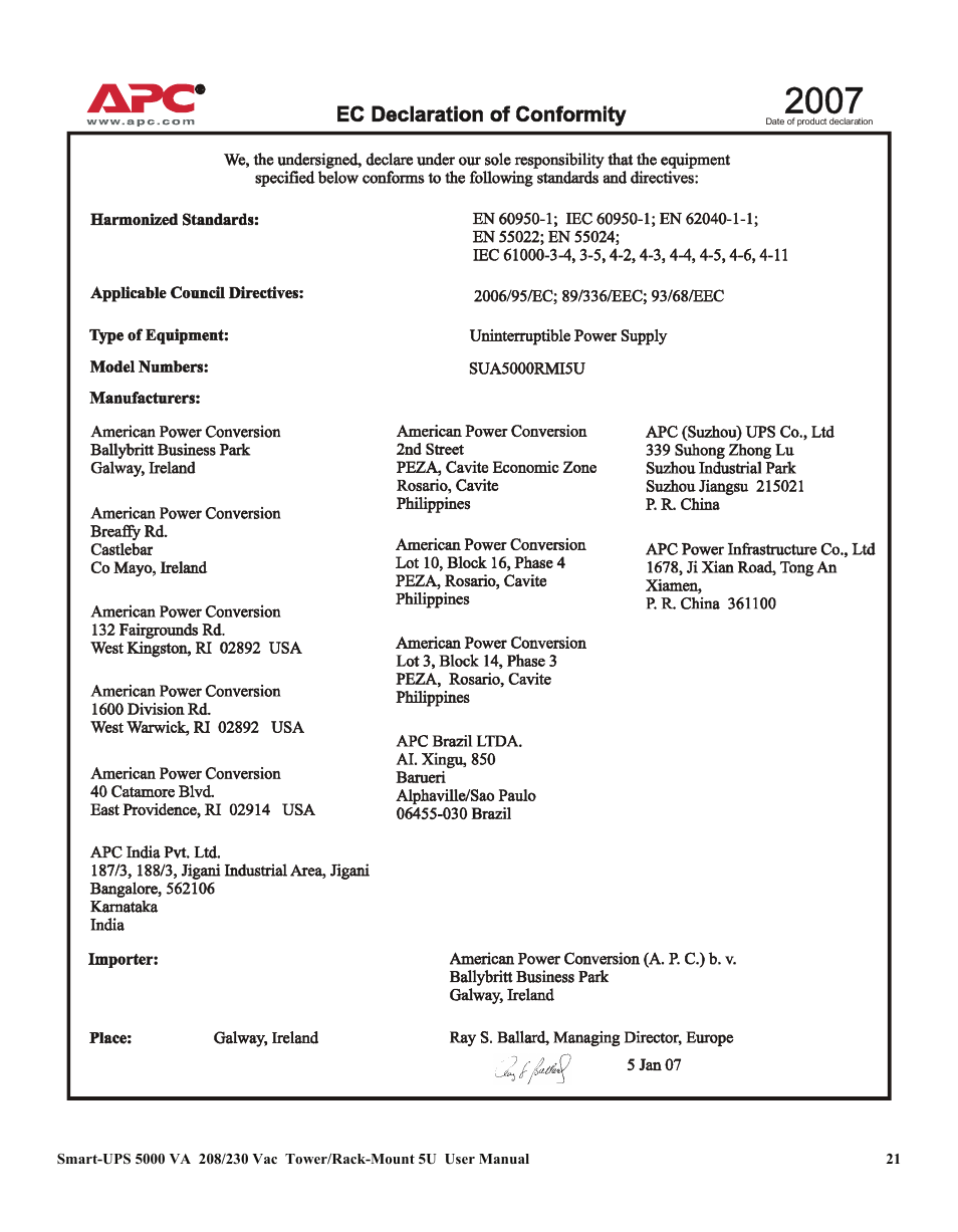 American Power Conversion 5000VA User Manual | Page 25 / 25