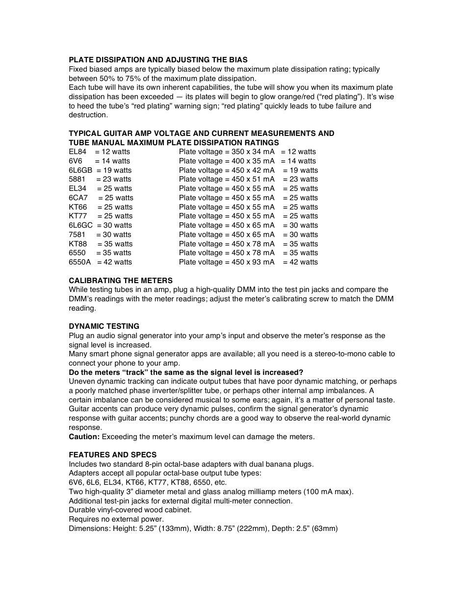 VHT Tube Tester 2 User Manual | Page 3 / 4