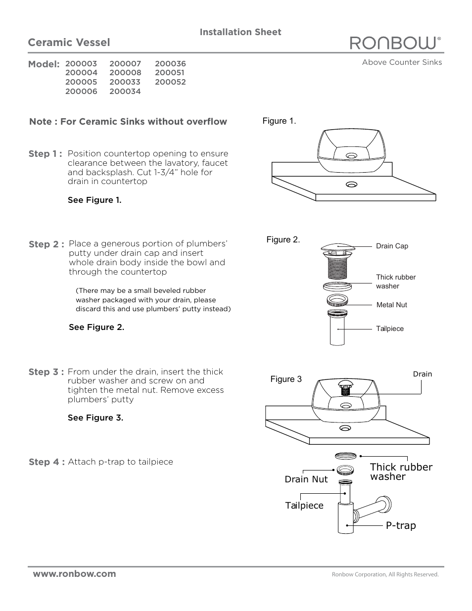 Ronbow 200052 User Manual | 1 page