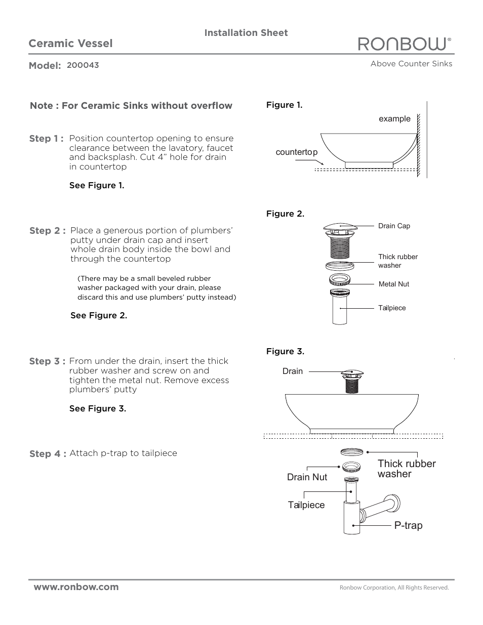 Ronbow 200043 User Manual | 1 page