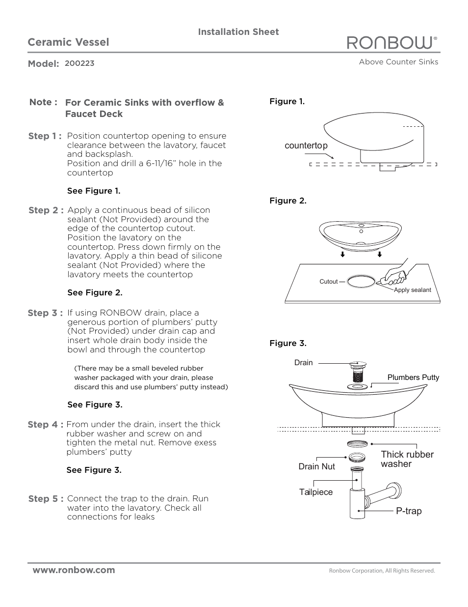 Ronbow 200223 User Manual | 1 page