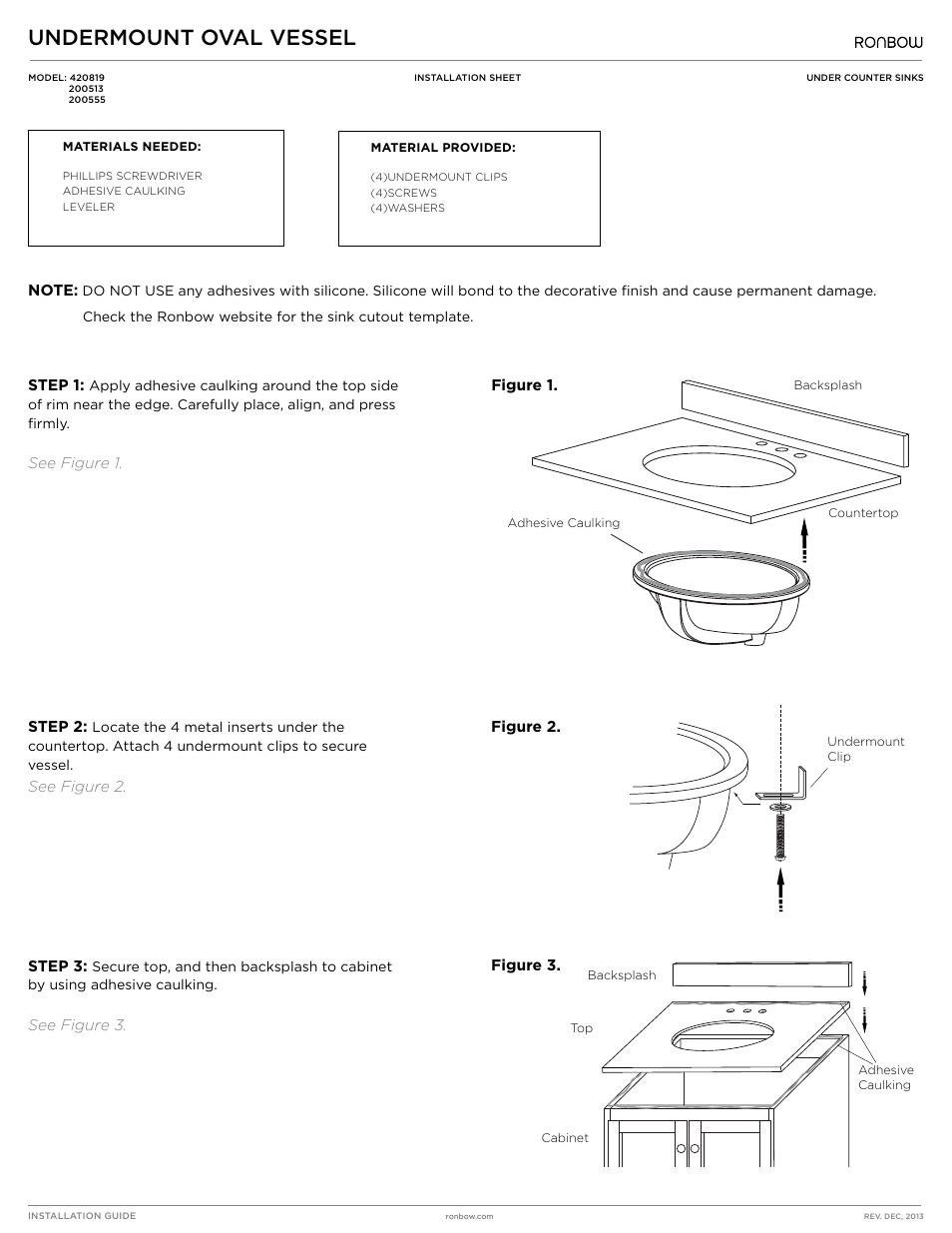 Ronbow 420819-S30 User Manual | 1 page