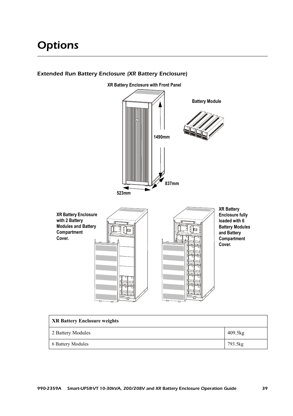 Options | American Power Conversion 200/208 V User Manual | Page 47 / 52