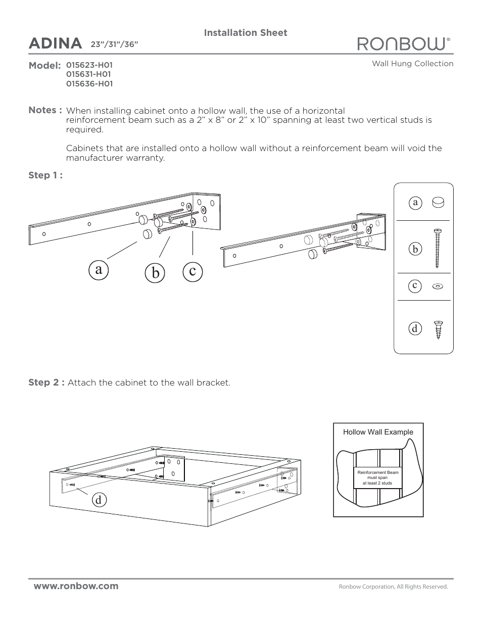 Ronbow Adina User Manual | 1 page