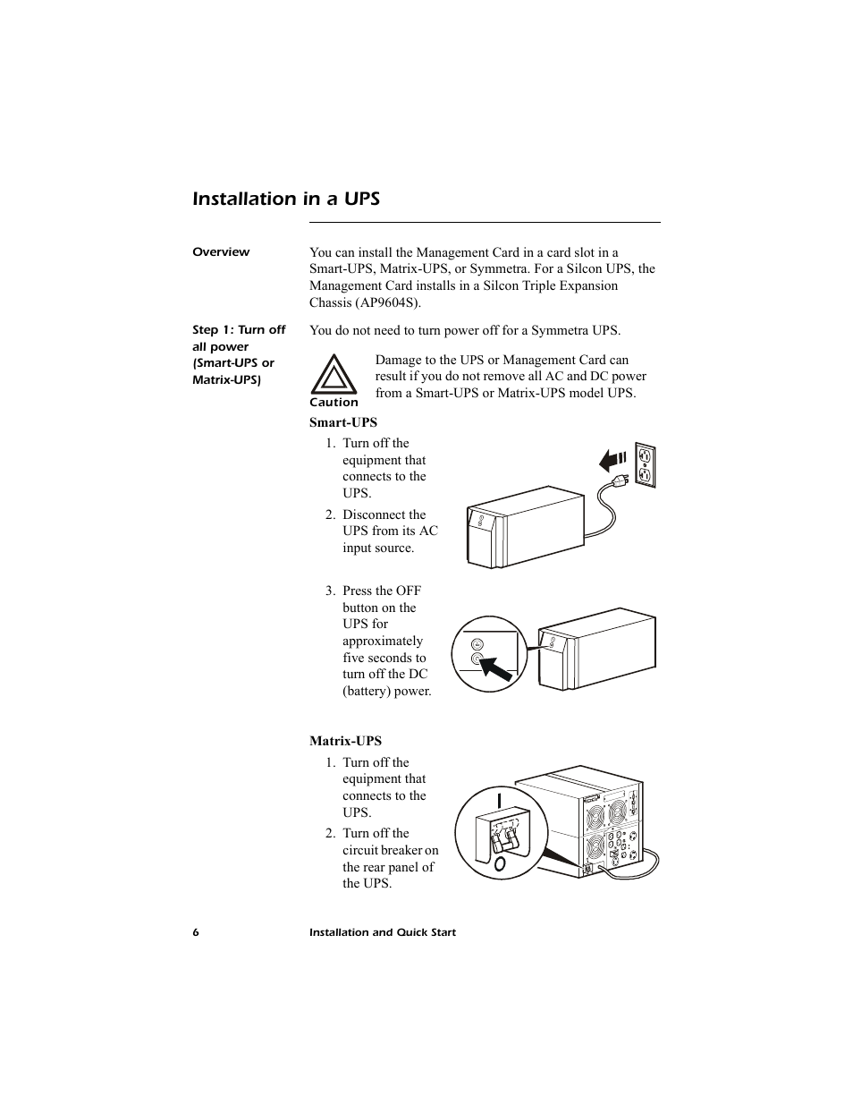 Installation in a ups, Overview | American Power Conversion AP9619 User Manual | Page 10 / 26