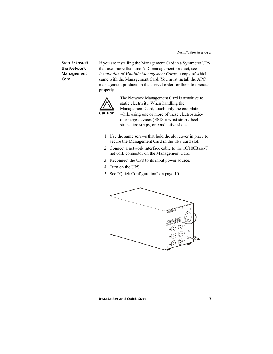 Step 2: install the network management card | American Power Conversion AP9619 User Manual | Page 11 / 26